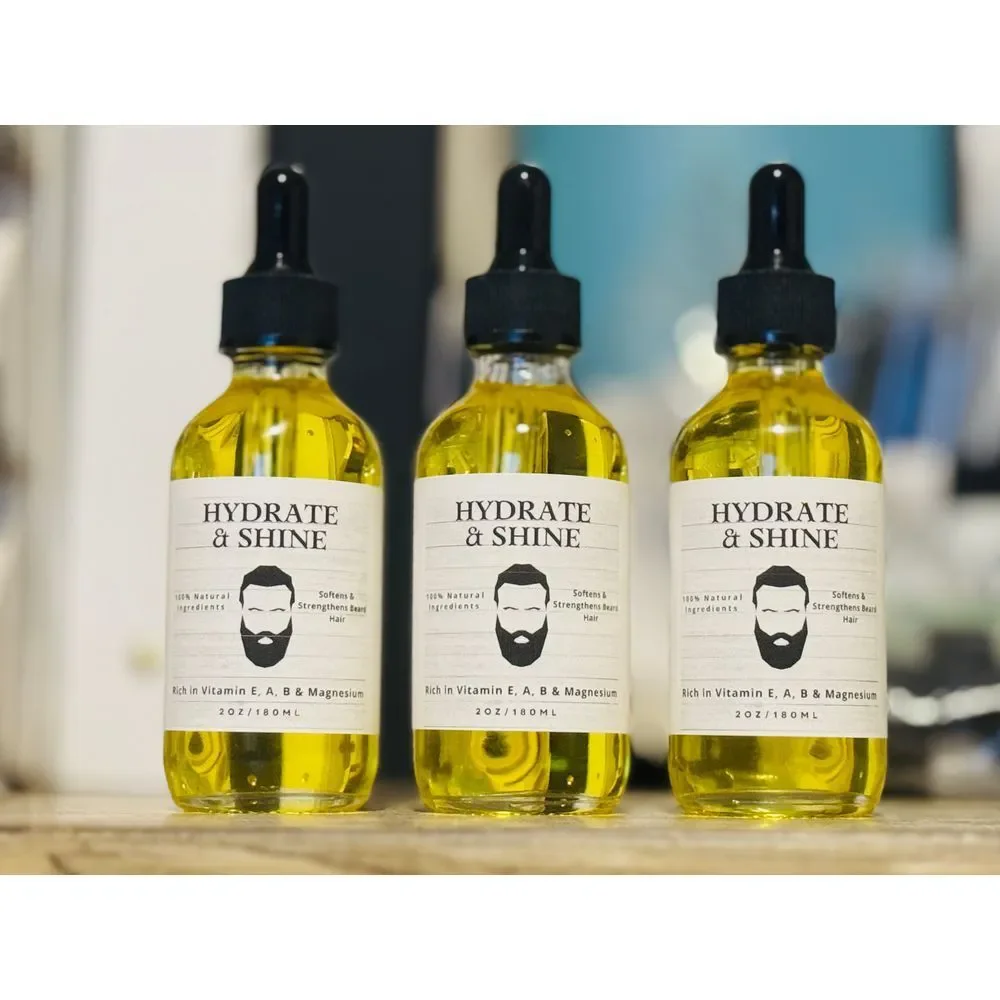 Hydrate & Shine Beard Oil with Vitamins E, A, B & Natural Growth Oil 2oz/60ml‎